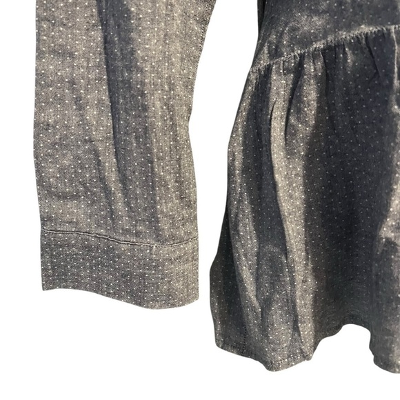 Sunday in Brooklyn Anthropologie Chambray Peplum Button Down Top Medium Gray - Picture 7 of 12